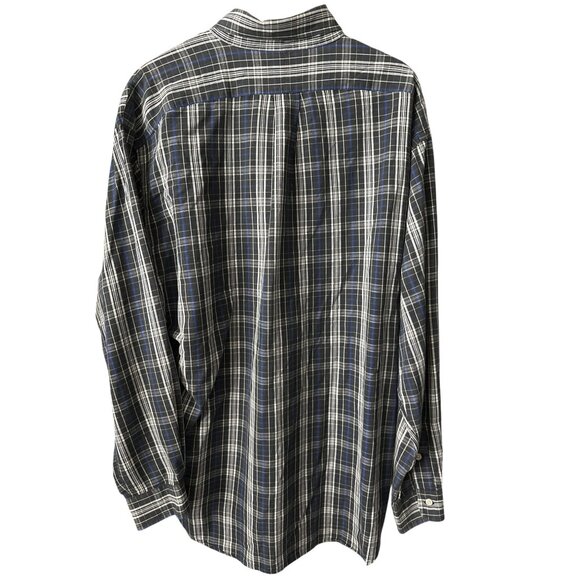 Ralph Lauren Plaid Button-Down Shirt Blaire Black Blue Cotton Long Sleeve Large - Picture 3 of 5